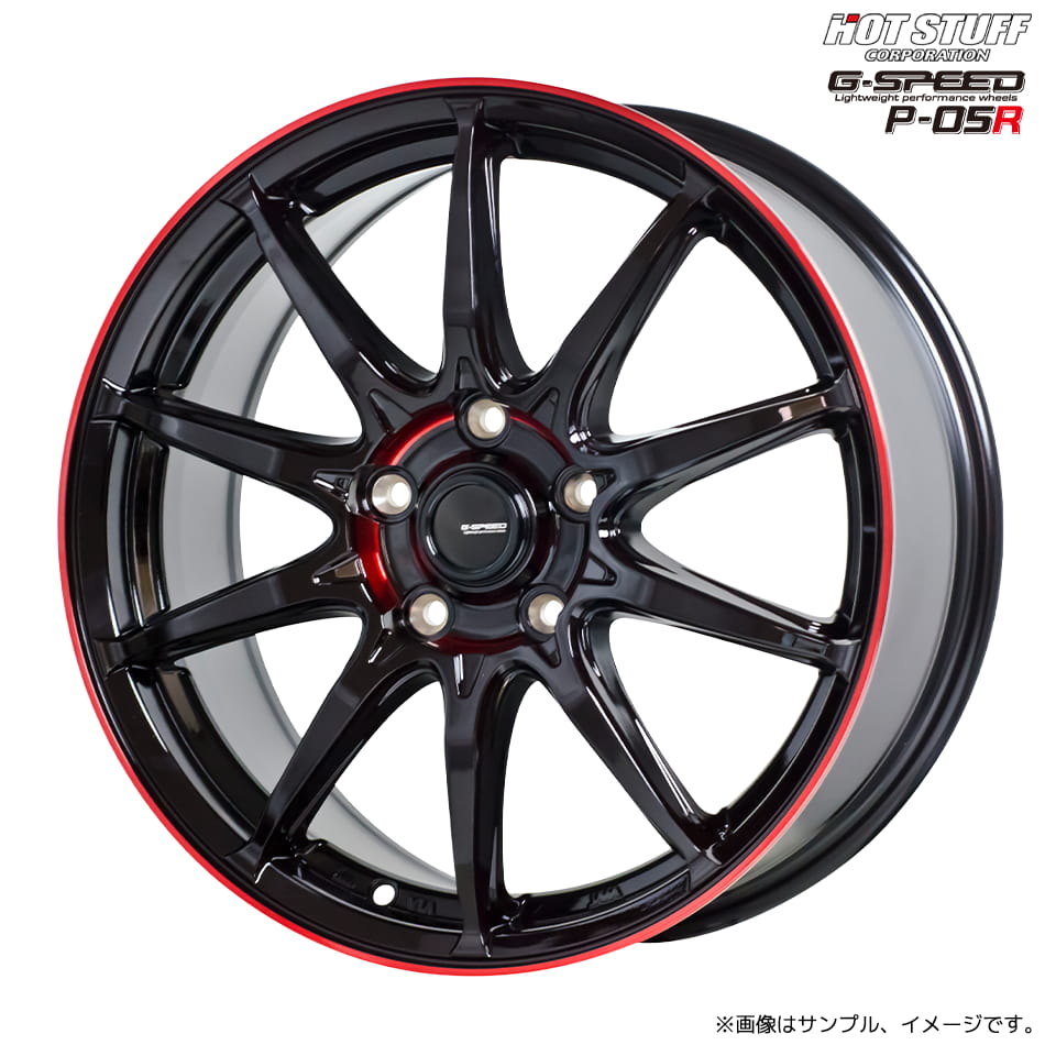 ジー・スピード P-05R ホイール1本 16x6.5J 5H 114.3 +38 ブラック＆レッドクリア(BK/RED) / 16インチ ホットスタッフ HOT STUFF G-SPEED P05R