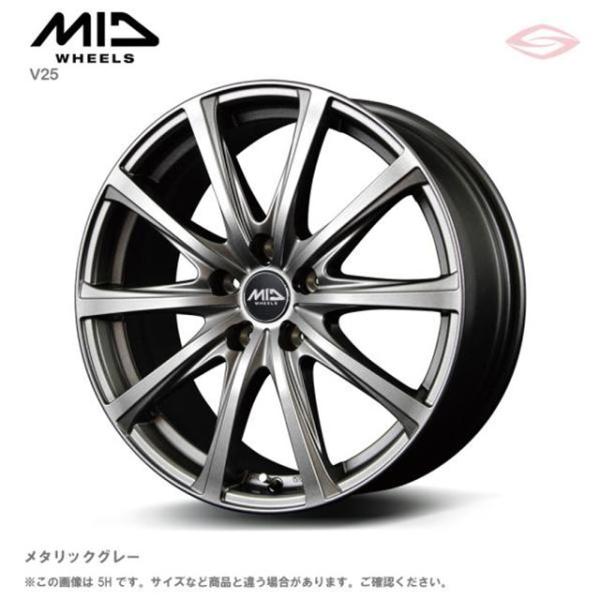MIDホイールズ V25 ホイール1本 17x7.0J 5H 114.3 +48 メタリックグレイ/17インチ MID WHEELS V25｜エスクリエイト