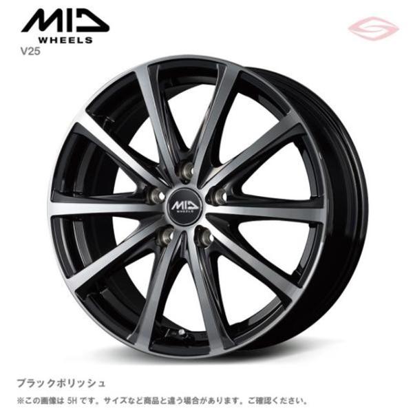 MIDホイールズ V25 ホイール1本 16x6.5J 5H 114.3 +53 ブラックポリッシュ/16インチ MID WHEELS V25