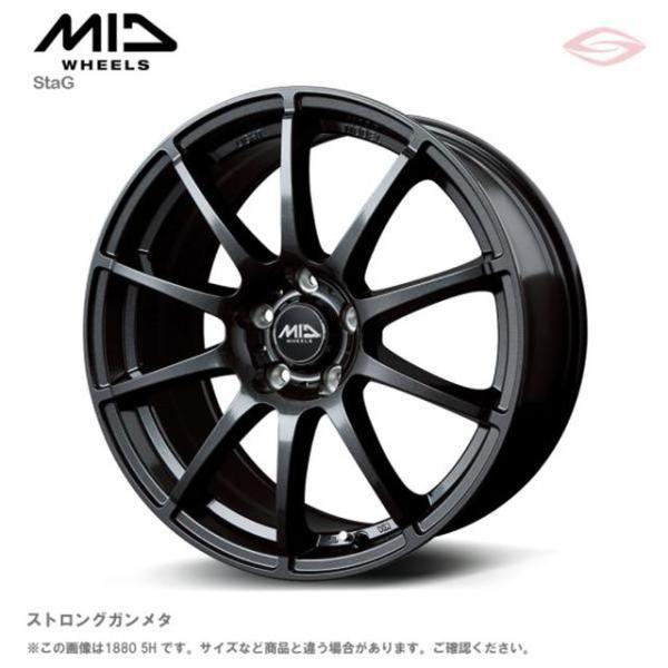 MIDホイールズ スタッグ ホイール1本 18x7.0J 5H 100 +48 DG0　（ストロングガンメタ）/18インチ MID WHEELS STAG