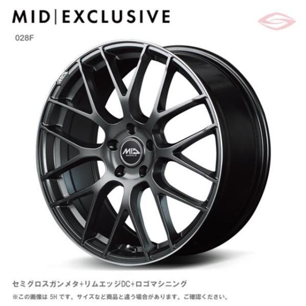 MIDエクスクルーシヴ 028F ホイール1本 18x7.0J 5H 114.3 +48 セミグロスガンメタ＋リムエッジDC＋ロゴマシニング/18インチ MID EXCLUSIVE 028F｜エスクリエイト