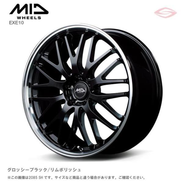 MIDホイールズ EXE 10 ホイール1本 18x7.0J 5H 114.3 +40 グロッシーブラック／リムポリッシュ/18インチ MID WHEELS EXE 10