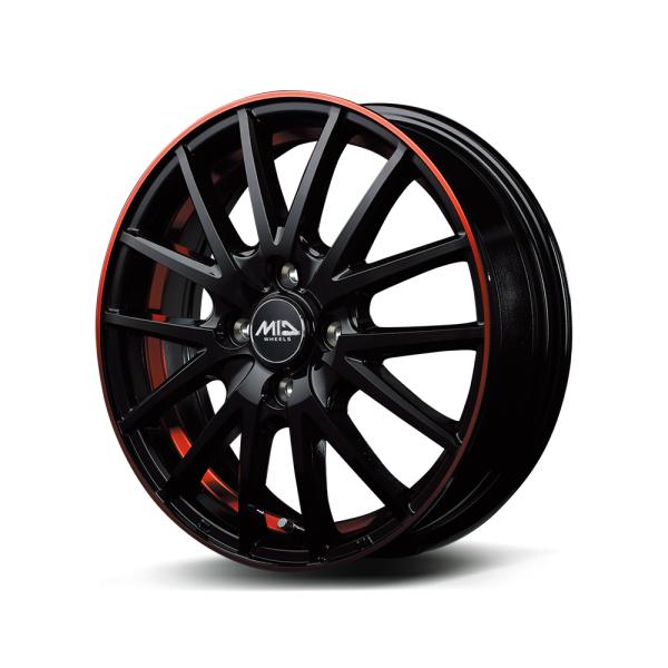 MIDホイールズ RX27 ホイール1本 12x4.0B 4H 100 +42 BK／リム＆UCPO＋RED/12インチ MID WHEELS RX27