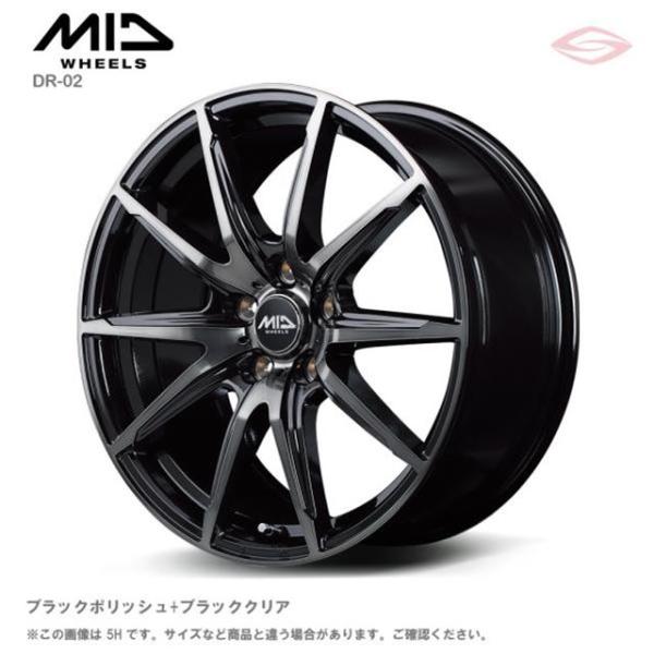 MIDホイールズ DR-02 ホイール1本 14x4.5J 4H 100 +45 BKP／ブラッククリア/14インチ MID WHEELS DR-02