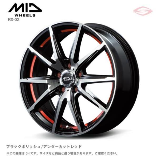 MIDホイールズ RX02 ホイール1本 14x5.5J 4H 100 +38 BP/RED/14インチ MID WHEELS RX02|エスクリエイト