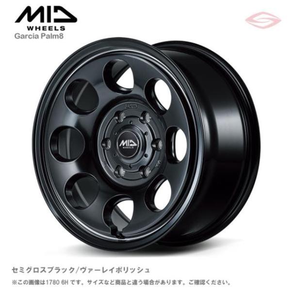 MIDホイールズ ガルシア パーム8 ホイール1本 14x4.5J 4H 100 +45 セミグロスブラック／ヴァーレイポリッシュ/14インチ MID WHEELS GARCIA Palm8