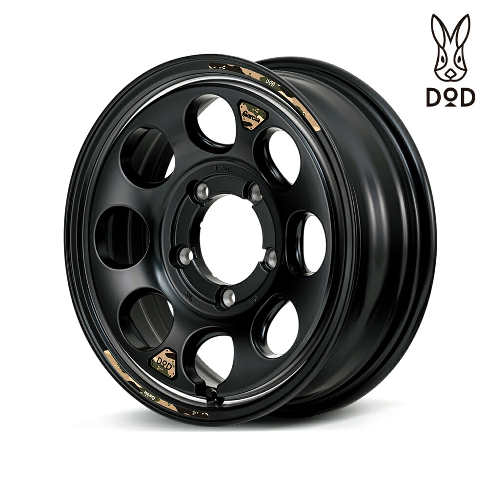 MIDホイールズ x DOD ウシャリン ホイール1本 16x5.5J 5H 139.7 +20 SBP　Semi　Gloss　Black／Rim　Val/16インチ MID WHEELS X DOD ウシャリン