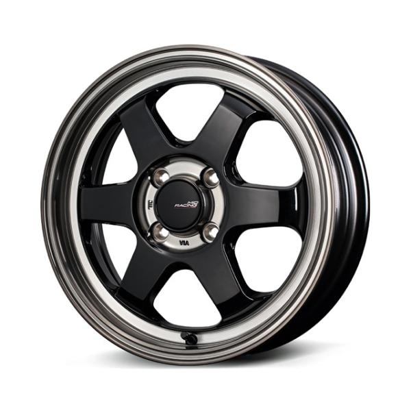 MIDレーシング R06 ホイール1本 15x5.0J 4H 100 +45 ブラッククリアポリッシュ/15インチ MID RACING R06