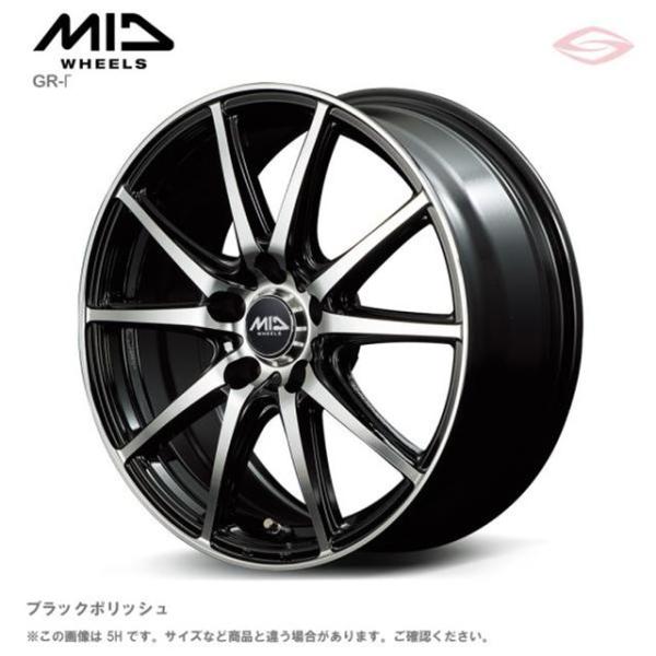 MIDホイールズ GRガンマブラックポリッシュ ホイール1本 16x6.5J 5H 114.3 48 ブラックポリッシュ/16インチ MID WHEELS GR -ΓBK/POL