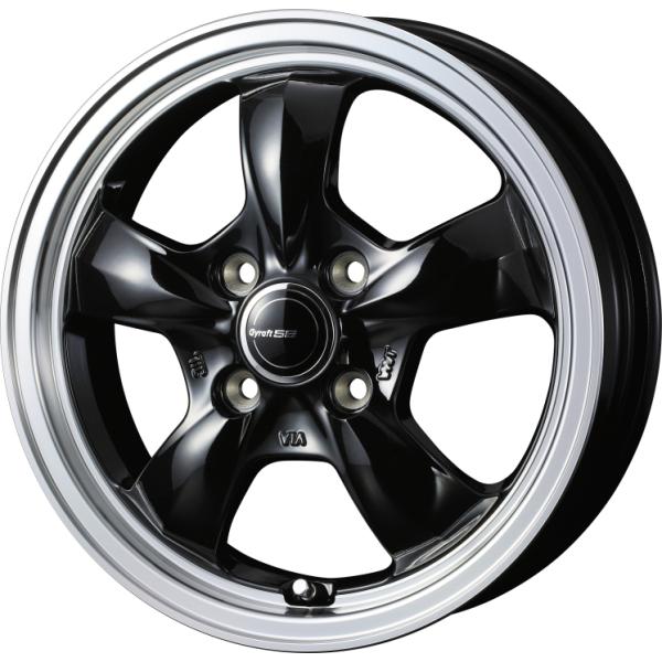 個人宅可 グラフト5S 15x4.5 4H 100 +45 ブラックリムポリッシュ / 15インチ ホイール1本 GYRAFT 5S Weds ウェッズ