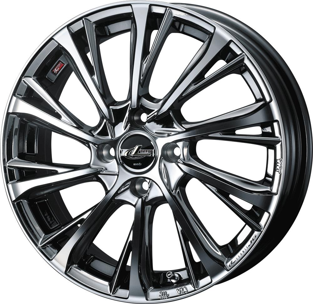 個人宅直送可 レオニスJG 16x5.0 4H 100 +45 ブラックメタルコート/ミラーカット / 16インチ ホイール1本 LEONIS JG Weds ウェッズ