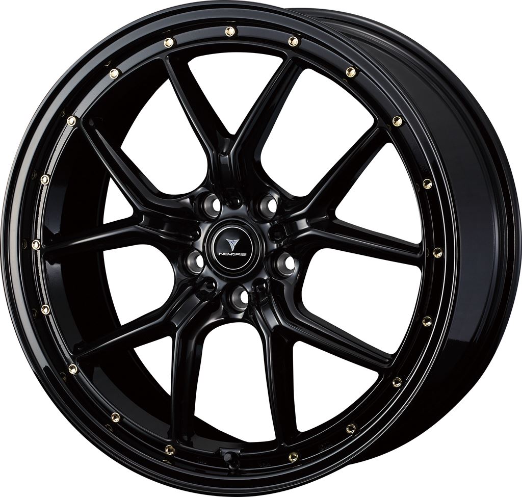個人宅可 ノヴァリス アセットS1 18x8.0 +42 114.3 5H (ブラック/ゴールドピアス) / 18インチ ホイール1本 NOVARIS ASSETE S1 Weds ウェッズ
