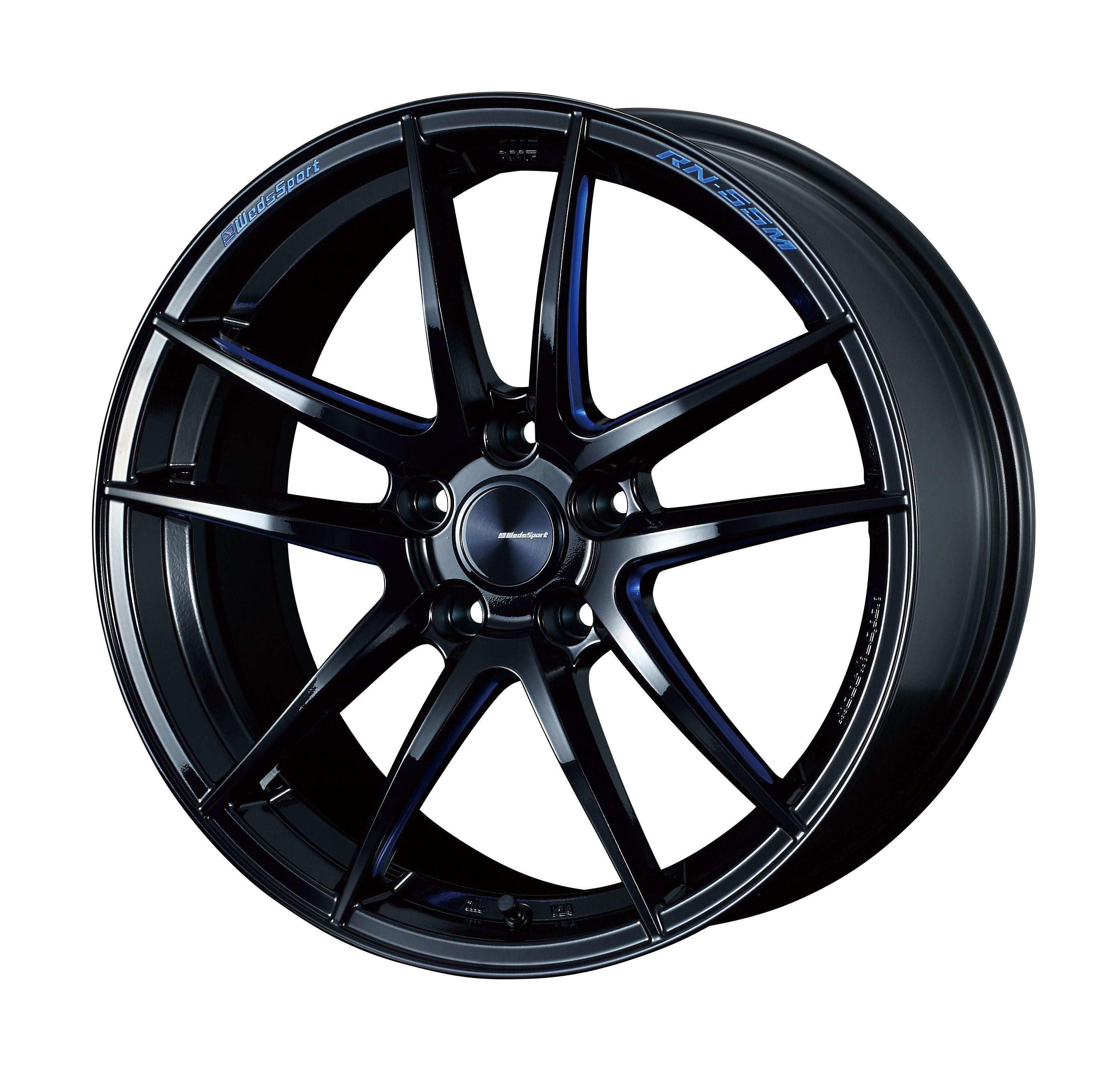4本以上で特典付 ウェッズスポーツ RN-55M 18x7.5 5H 114.3 +45 ブラックブルーマシニング / 18インチ ホイール1本 WedsSport RN-55M 個人宅直送可 Weds ウェッズ