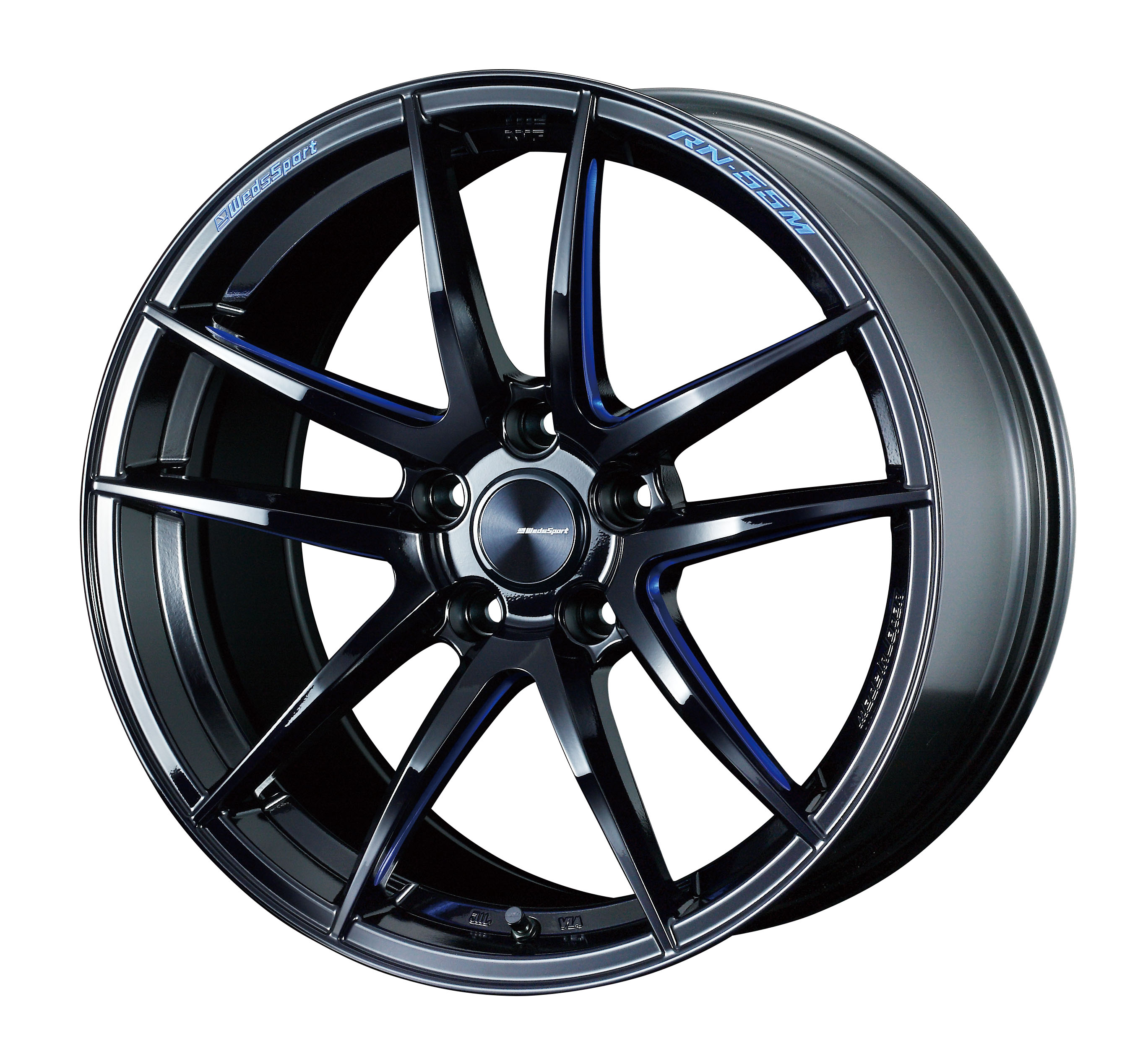 4本以上で特典付 ウェッズスポーツ RN-55M 18x9.5 5H 114.3 +25 ブラックブルーマシニング / 18インチ ホイール1本 WedsSport RN-55M 個人宅直送可 Weds ウェッズ|エスクリエイト