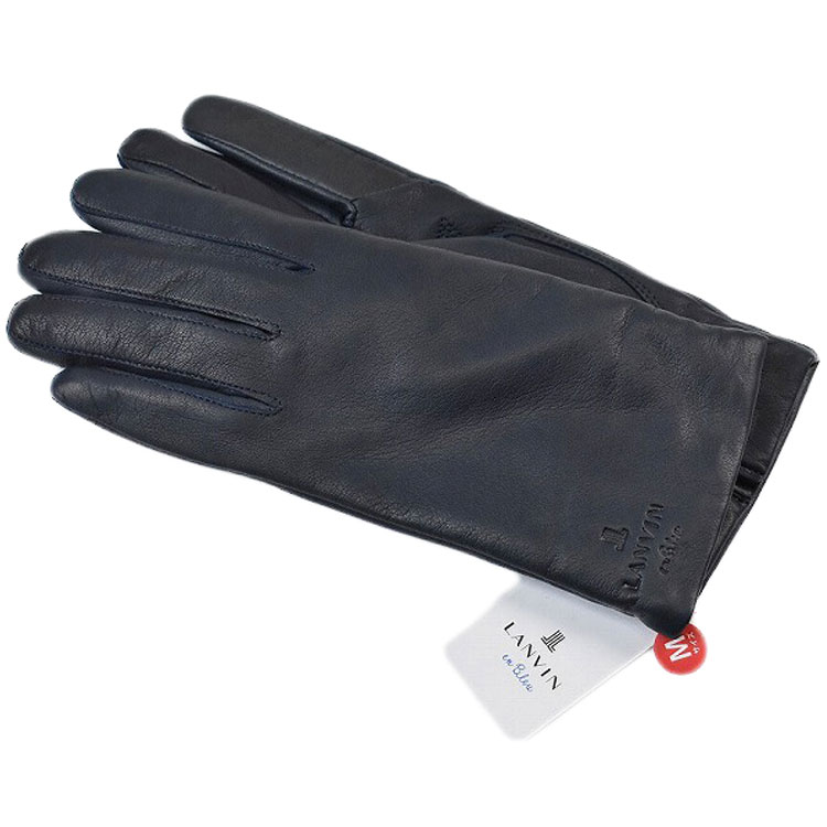 LANVIN 新品 手袋 黒 ブラック レディース  LANVIN en Bleu - ☆新品☆ランバンオンブルー レザー手袋 羊革 フリル