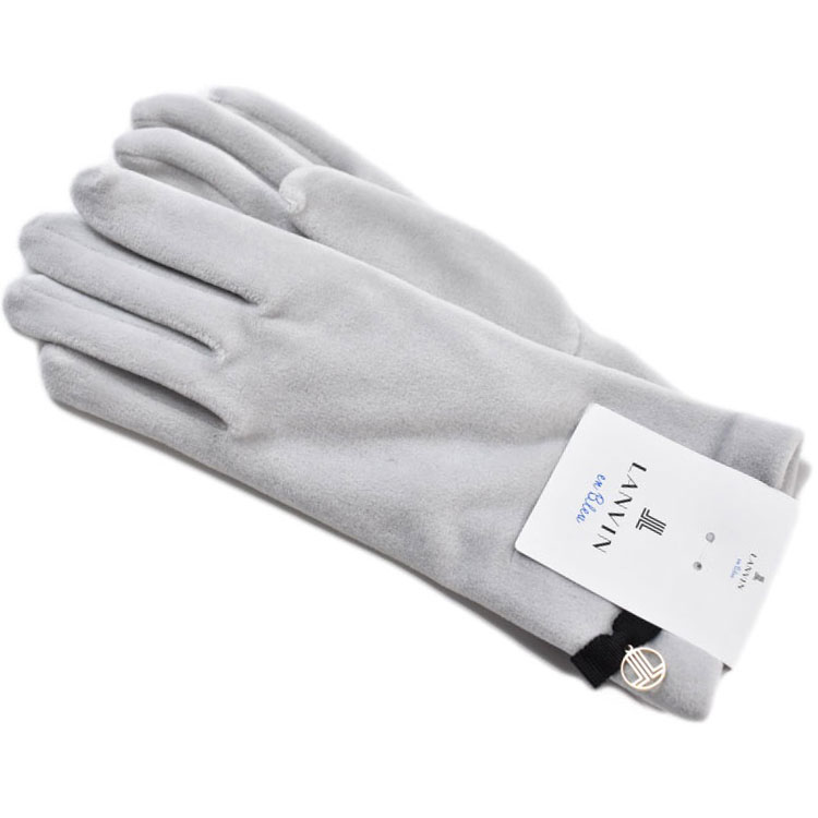 ランバン オン ブルー 手袋 レディース ブランド LANVIN en Bleu ロゴ グログランリボン ライト グレー 21-22cm 女性 婦人 グローブ 防寒