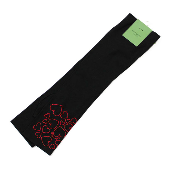 ケイト スペード ニューヨーク UV ロング 手袋 レディース ブランド kate spade new york ハート ロゴ 刺繍 黒 ブラック 21-22cm レングス 45cm 女性 婦人 20代 30代 40代 50代 60代 日焼け防止 冷房対策 アームカバー 日本製
