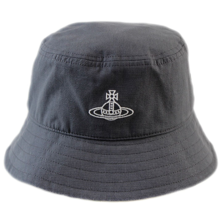 ヴィヴィアン ウエストウッド 帽子 バケットハット メンズ レディース ブランド Vivienne Westwood コンデュイット ストリート ロンドン Conduit Street London 刺繍 グレー おでかけ 紫外線 UV対策 20代 30代 40代 50代 60代 ユニセックス おしゃれ ギフト プレゼント