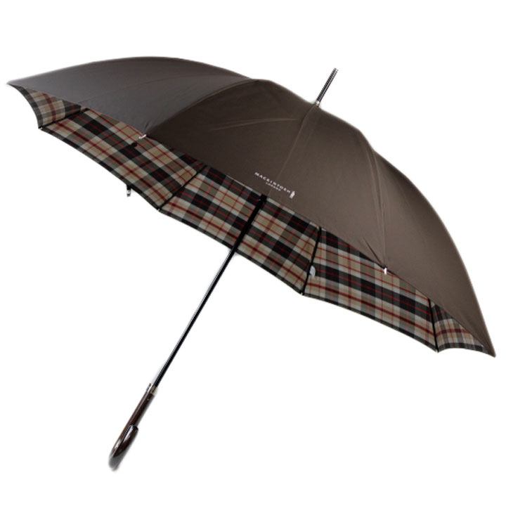 マッキントッシュ ロンドン 傘 雨傘 長傘 メンズ ブランド MACKINTOSH LONDON 内側チェック ロゴプリント 65cm ブラウン 茶 男性 紳士 20代 30代 40代 50代 60代 ジャンプ傘 プレゼント ギフト おしゃれ|Selectshop season