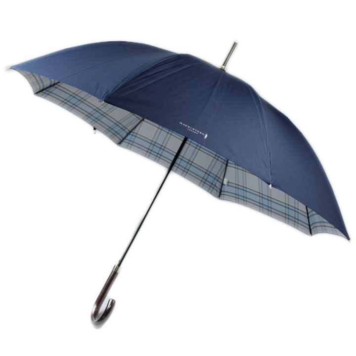 マッキントッシュ ロンドン 傘 雨傘 長傘 メンズ ブランド MACKINTOSH LONDON 内側チェック ロゴプリント 65cm ネイビー 紺 男性 紳士 20代 30代 40代 50代 60代 ジャンプ傘 プレゼント ギフト おしゃれ|Selectshop season