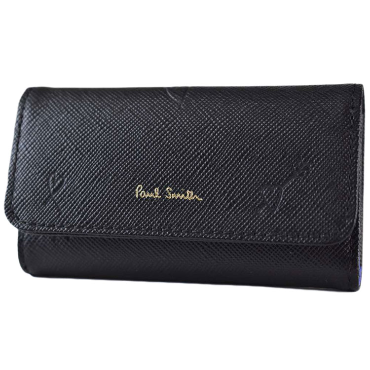 ポールスミス キーケース 4連 レディース ブランド Paul Smith スミシーハート2 専用箱付 フラップ 黒 ブラック 女性 婦人 本革 レザー 20代 30代 40代 50代 プレゼント ギフト おしゃれ PDW791