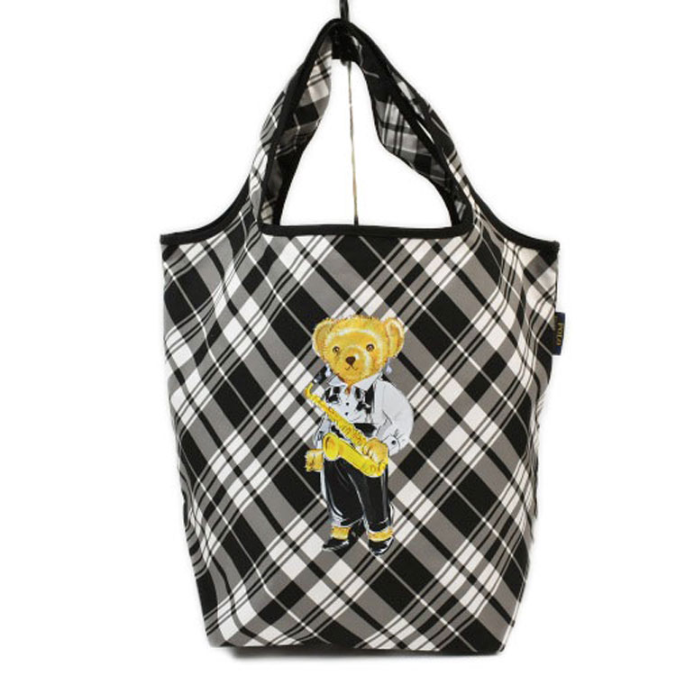ポロ ラルフローレン エコバッグ レディース メンズ ブランド POLO Ralph Lauren ポロベア チェック 黒 白 ブラック ホワイト 女性 男性 婦人 紳士 ショッピングバッグ