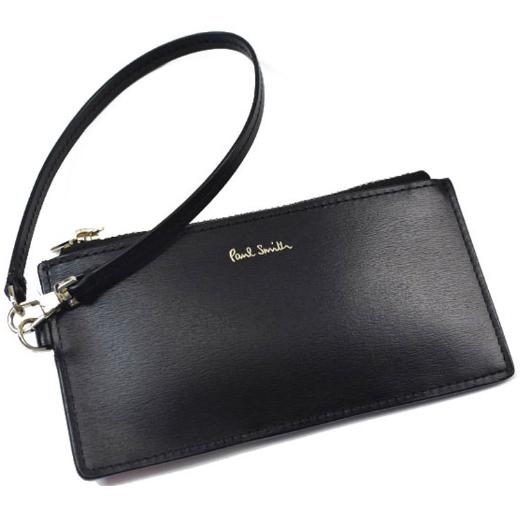ポールスミス 財布 コインケース カードケース レディース ブランド Paul Smith ストラップ 付 コントラストレザー パスケース 小銭入れ 専用箱付 黒 ブラック &times; レッド 20代 30代 40代 50代 プレゼント ギフト おしゃれ 女性 婦人 本革 レザー BPW480｜Selectshop season
