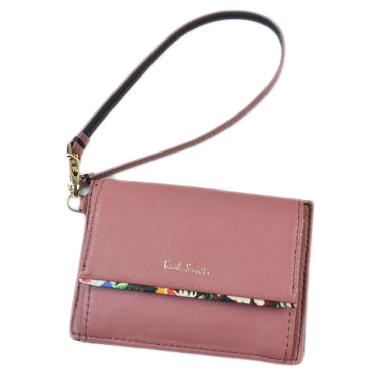 ポールスミス カードケース パスケース レディース ブランド Paul Smith ストラップ 付 マーガレットプリントトリム 専用箱付 ピンク 財布 コインケース 小銭入れ 20代 30代 40代 50代 プレゼント ギフト おしゃれ 女性 婦人 本革 レザー BPW560