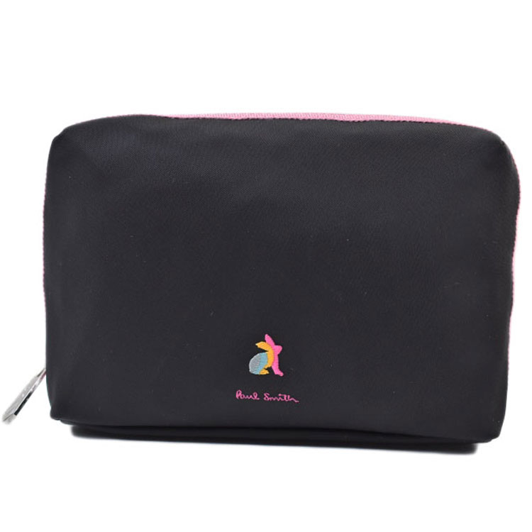 ポールスミス ミニ ポーチ 化粧 ポーチ レディース ブランド Paul Smith エンブロイダリー スワール ラビット うさぎ ウサギ ブラック 黒 小さめ 小物入れ 20代 30代 40代 50代 かわいい おしゃれ 女性 婦人