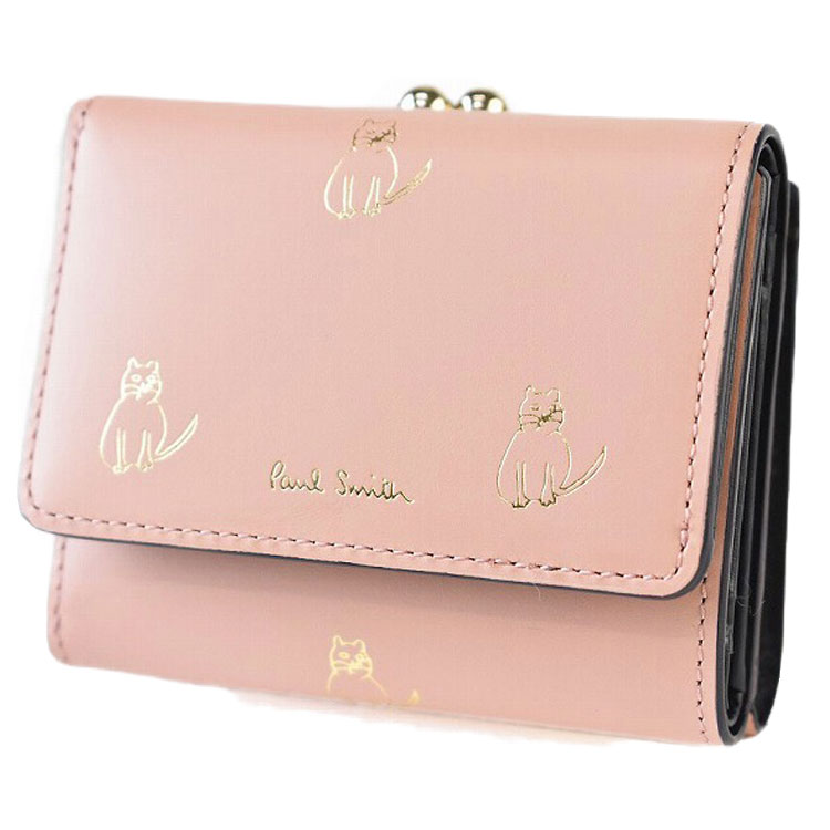 極点スミス ミニ札入れ 札入れ 三つ折り 銭入れ レディース ブランド名 Paul Smith キャットドゥードゥル 専用箱付 ダスティピンク お上さん お上さん 本革 パウダーコンパクト BPW004