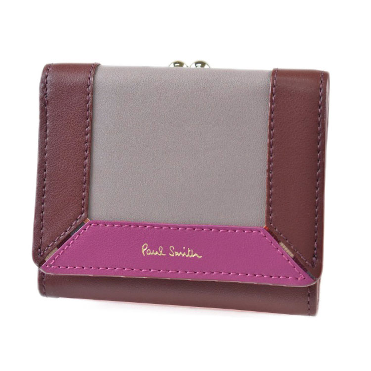 新品 ポールスミス がま口3つ折り財布 コントラストカラーブロック ペールピンク 楽天市場】ポールスミス 財布 三つ折り がま口 レディース ブランド