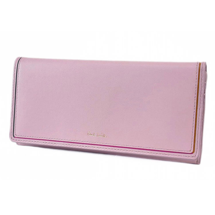 ポールスミス 未使用級✨️ 長財布 クロスグレイン　黒×ピンク　牛革　かぶせ ポールスミス PAUL SMITH 長財布 ラウンドファスナー 黒 ピンク