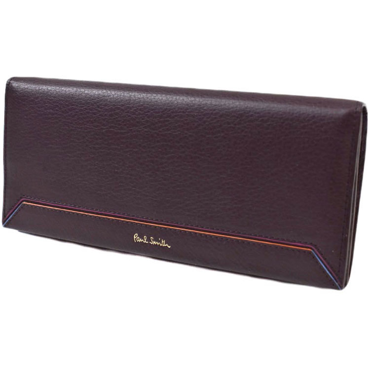 未使用品　長財布　【ポールスミス（Paul Smith）】かぶせ　ワイン　人気 ◇高級レザー◇ 新品 ポールスミス 長財布 ワインレッド 赤 メンズ