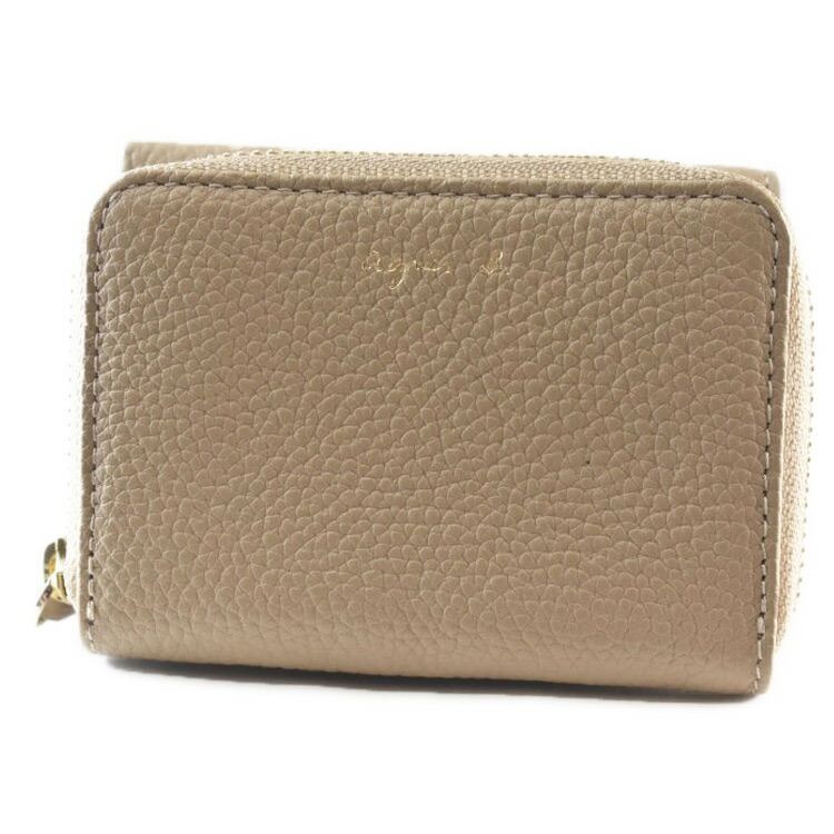 【新品】アニエスベー　agnes b　三つ折り財布　キャメル アニエスベー】使いやすい！b.ロゴ スムースレザー3つ折り財布