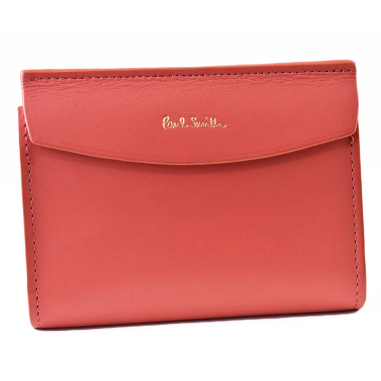 ポールスミス カードケース 二つ折り カード入れ レディース ブランド Paul Smith モダンフォール 箱無 コラル 女性 婦人 本革 革 レザー 20代 30代 40代 50代 おしゃれ KPW002