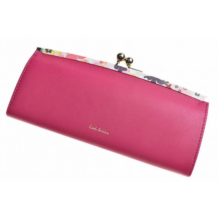【アクセントカラーが可愛い☆】PaulSmith がま口3つ折り財布 ポールスミス 財布 三つ折り財布 がま口財布 青(ブルー) Paul