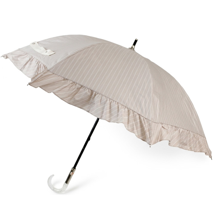 ジルスチュアート 日傘 長傘 レディース ブランド JILLSTUART フリル ゴールド ラメ ストライプ ベージュ 50cm スライドショート UV 晴雨兼用 遮光 遮熱 20代 30代 40代 50代 女性 婦人｜Selectshop season