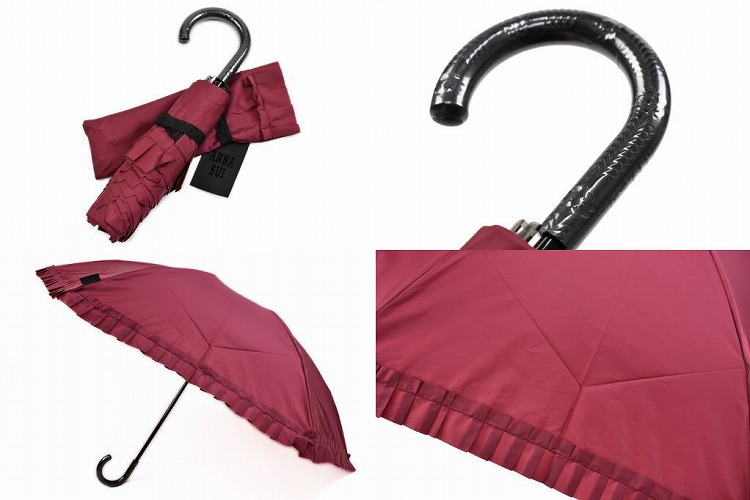 今月限定 特別大特価 楽天市場 アナスイ 折りたたみ傘 雨傘 レディース ブランド Anna Sui フリル グログランリボンベルト ワイン 赤 55cm 女性 婦人 あす楽 Selectshop Season 海外輸入 Bolshakova Interiors Com