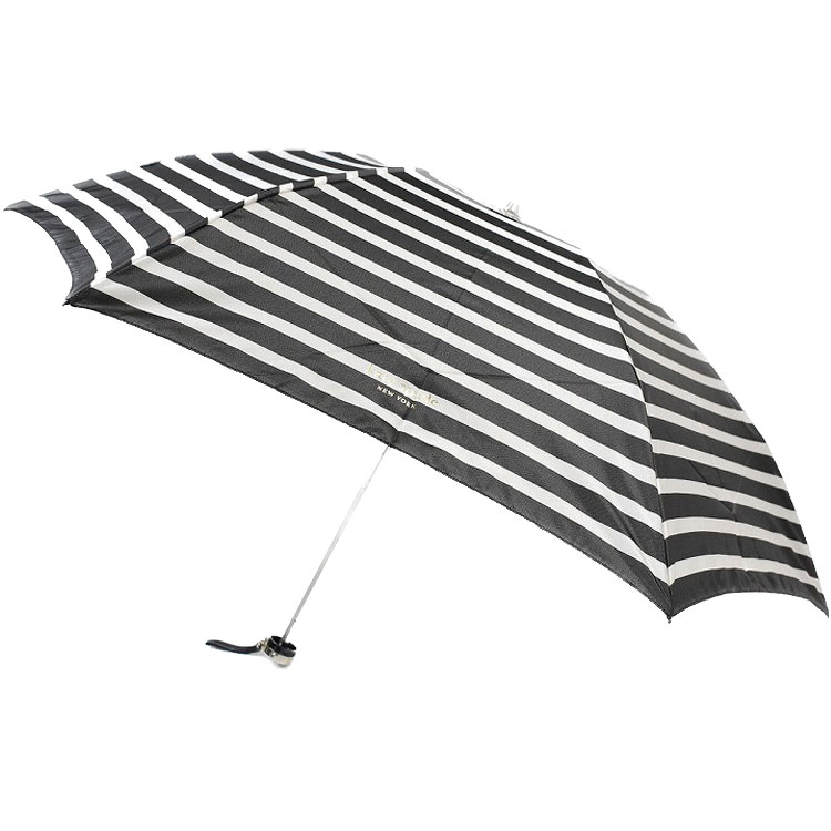 ケイト スペード ニューヨーク 雨傘 折りたたみ 傘 レディース ブランド KateSpade NEWYORK ダークグレー × 白 ボーダー 55cm 女性 婦人 x1x|Selectshop season