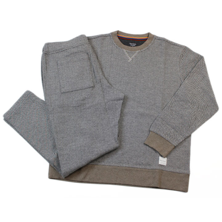 極点スミス 御部屋御召しもの 御部屋着 パジャマ 汗水 メンズ ブランド名 Paul Smith 薄っぺら 上下 書き割り 杉綾模様 ジャカード 暗灰色 薄墨色 長袖 労働者の一団のど首 ティーシャツ ロングズボン下 M L LL 春 秋 セットアップ 20代 30代 40代 50代 今めかしい 差し上げ物 差し上げ物