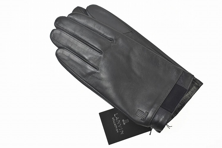 ランバンコレクション・スマホ対応 紳士レザー手袋（ステッチ濃いグレー 24cm 70-q4803_1.jpg
