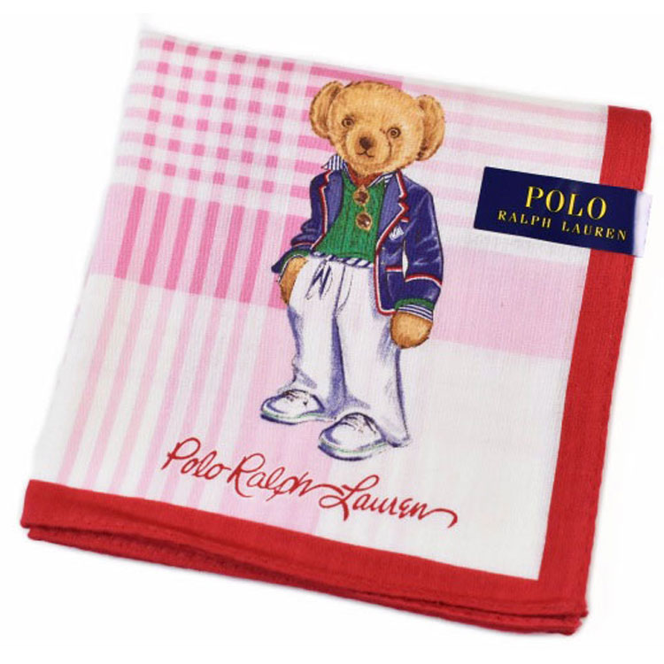 な7 超美品　ラルフローレン　Ralph Lauren クマ柄 ハンカチ ポロ ラルフ ローレン シェニールハンカチ ピンク｜大丸松坂屋