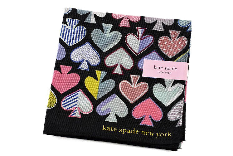 楽天市場】ケイト スペード ニューヨーク 大判 ハンカチ レディース 1枚 ブランド kate spade new york シルク混 黒 ブラック  カラフル スペード デザイン プリント 女性 婦人 【あす楽】：Selectshop season