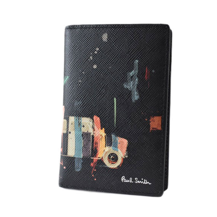 ポールスミス カードケース メンズ ブランド Paul Smith ニューミニ プリント 二つ折り 専用箱付 黒 ブラック 10代 20代 20代 30代 40代 50代 60代 プレゼント ギフト かっこいい おしゃれ 中学生 高校生 男性 紳士 本革 BPS551