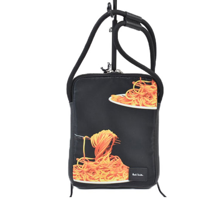 ポールスミス ミニ ショルダーバッグ ネックポーチ バッグ メンズ ブランド Paul Smith 50th Anniversary スパゲティ SPAGHETTI 黒 ブラック ポシェット かっこいい サコッシュ 肩掛け 20代 30代 40代 50代 おすすめ おしゃれ 男性 紳士 VPS355｜Selectshop season