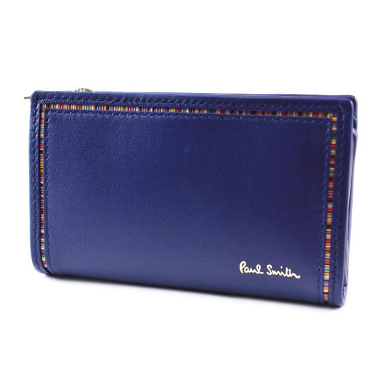 ポールスミス 小銭入れ キーケース 4連 コインケース メンズ ブランド Paul Smith ストライプ インセットディテール ファスナー 専用箱付 青 ブルー 男性 紳士 本革 BPS276 訳あり x1x 12,045円