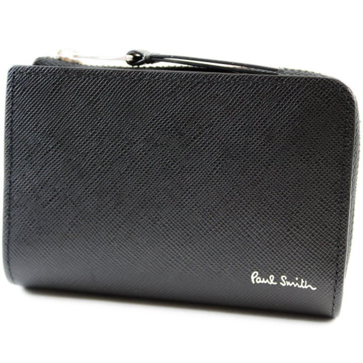 ポールスミス 財布 ミニ財布 キーケース 4連 コインケース メンズ ブランド ポール・スミス Paul Smith ブライトストライププラー L字ファスナー 小銭入れ 専用箱付 黒 ブラック 男性 紳士 本革 20代 30代 40代 50代 ギフト プレゼント おしゃれ 新品 BPS641