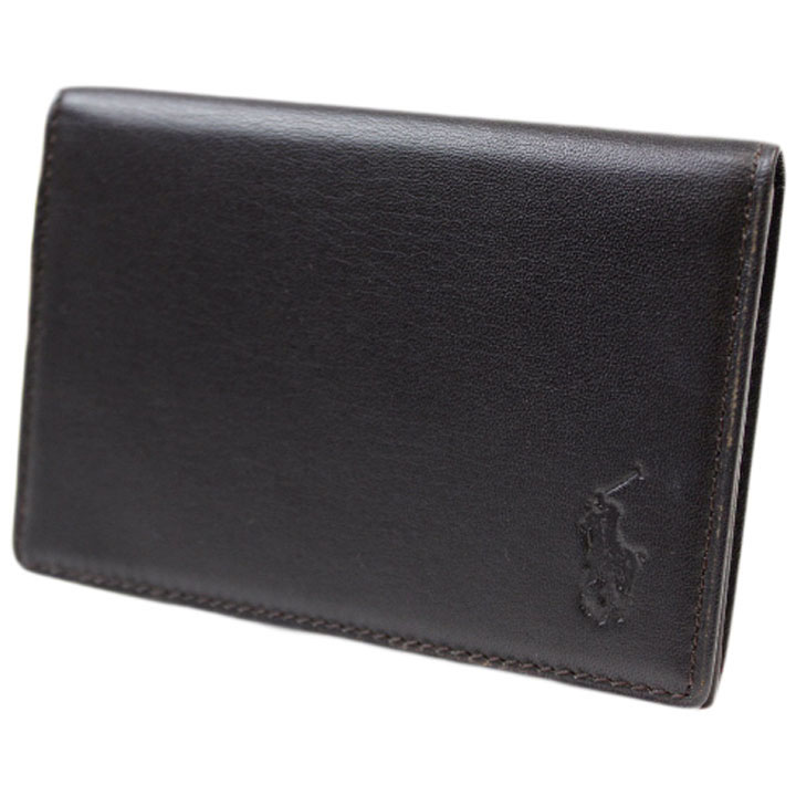 ポロ ラルフローレン 名刺入れ カードケース メンズ ブランド POLO Ralph Lauren カーフ レザー ロゴ エンボス 箱無 濃茶 ダーク ブラウン 男性 紳士 本革 革 20代 30代 40代 50代 ビジネス おしゃれ カード入れ 新品 P-307CL 訳あり