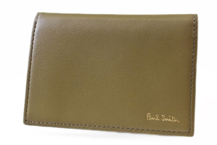 ポールスミス パスケース カードケース メンズ ブランド Paul Smith マルチストライプ トリムインサイド 専用箱付 カーキ グリーン 男性 紳士 本革 BPS207