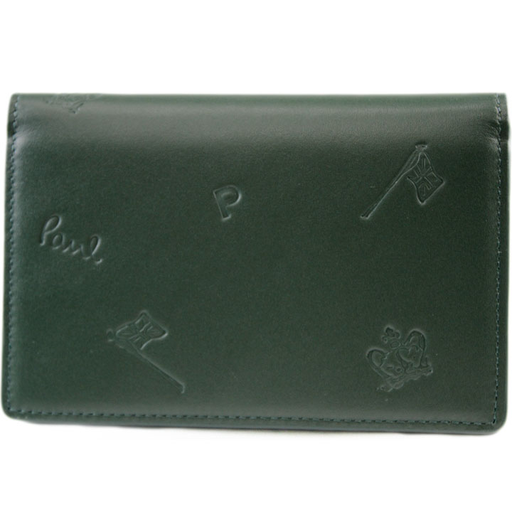 ピーエス ポールスミス 名刺入れ カードケース メンズ ブランド PS Paul Smith PSドローイング フラップ 専用箱付 グリーン おしゃれ 20代 30代 40代 50代 男性 紳士 本革 BYP072｜Selectshop season